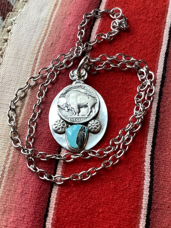 Retro DeNovo Jewelry Jewelry - Buffalo Nickel  turquoise Necklace